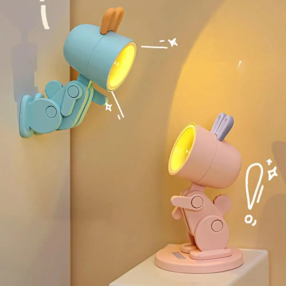 Mini LED Night Light Cartoon Rabbit Folding Table Lamp Kawaii Reading Light Student Lamp Detachable Magnetic Base Desktop Lamp