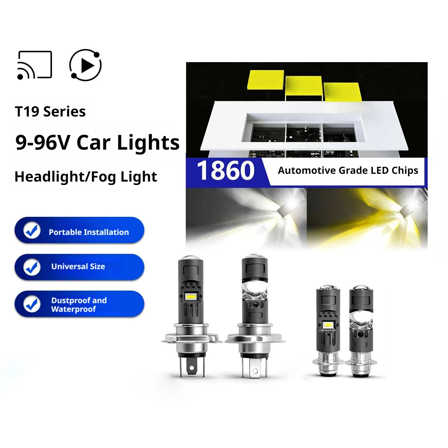 BLALION P15D H4 LED White Motorcycle Headlight Bulbs 6000LM Hi Lo Beam Lens Headlight Bulb for Motorctycle Headlamp Accessories