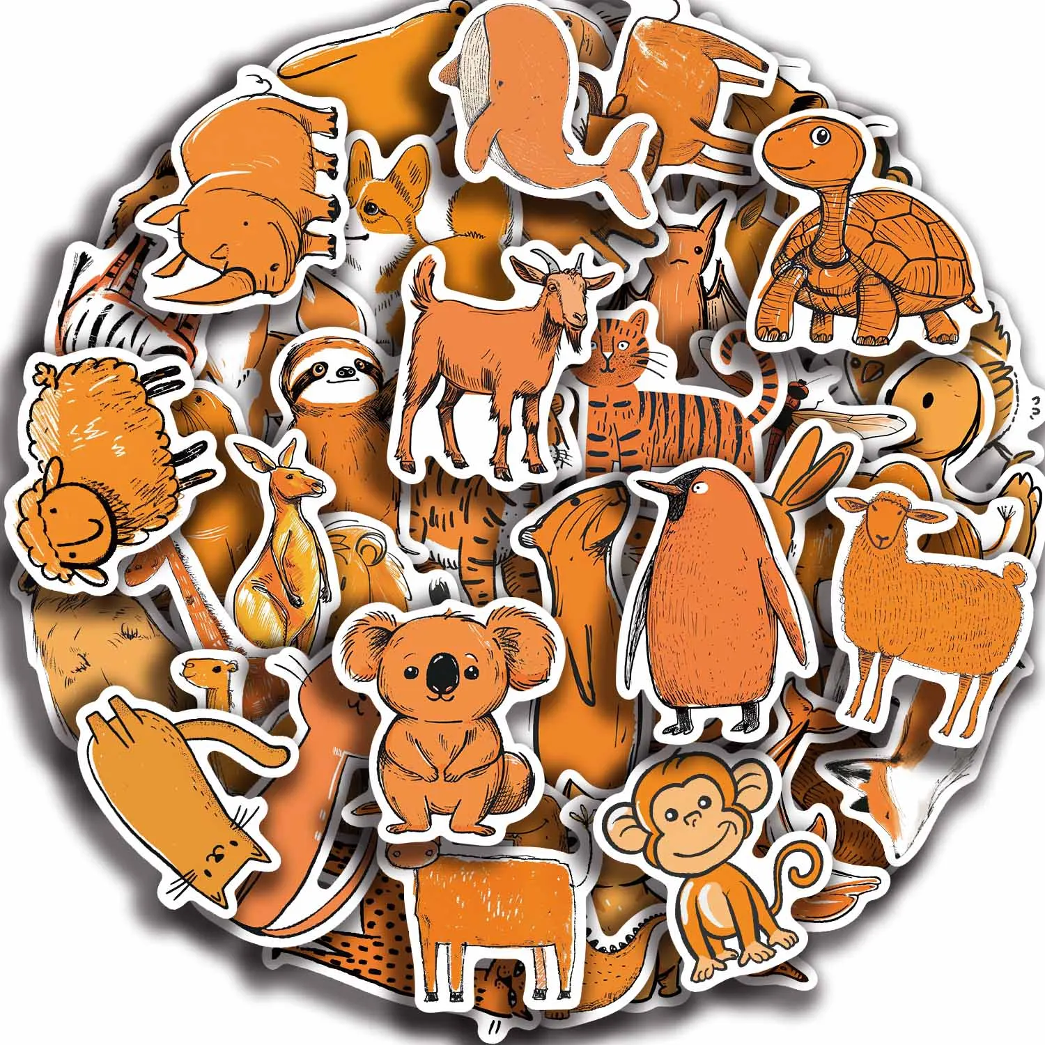 50PCS Kawaii Animal Pets Orange Cat Graffiti Stickers Aesthetic Dog Bear House Scrapbook Stationery Refrigerator Sticker Decal