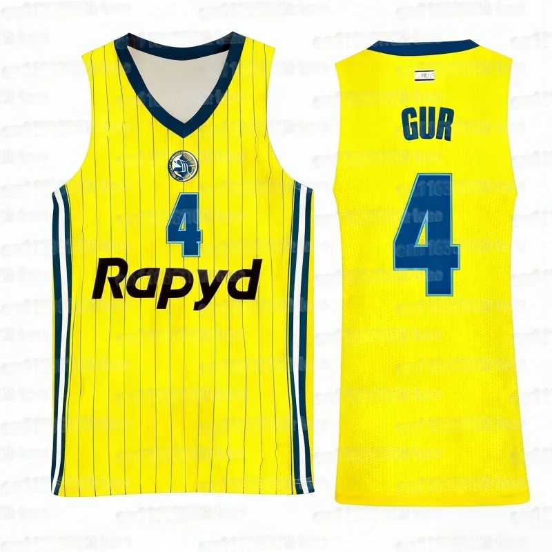 2026 Sommer Neue Israelische Basketball-Trikots Maccabi Tel Aviv Basketball-Anzug Atmungsaktiv Schnelltrocknend 3D-Druck Fan-Heimtrikot – Detail 7