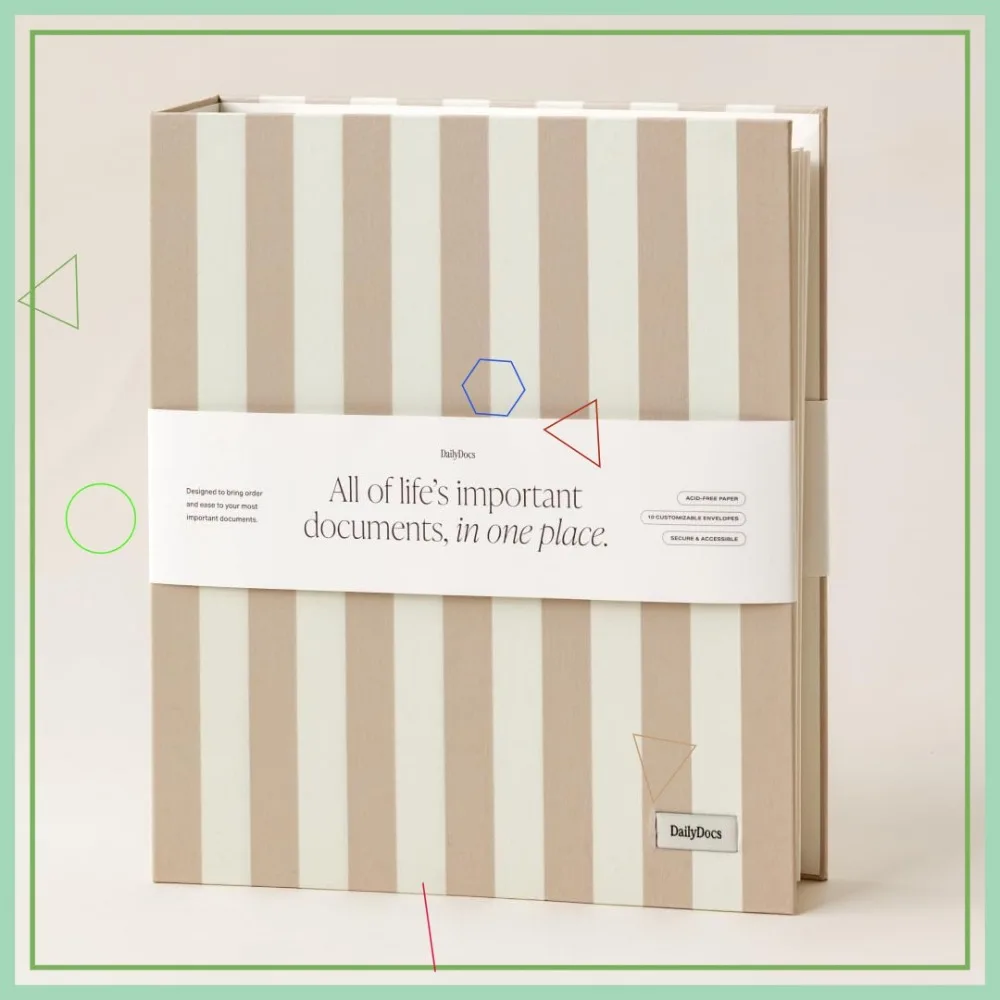 

Linen Document Organizer Binder with 10 Envelopes for Important Papers, Passports, Certificates
