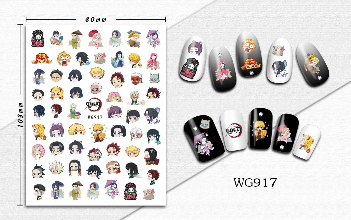 1 Stück Neue 5D Demon Slayer Nagelaufkleber Nezuko Tanjiro Hashira Giyu Tomioka Nagelkunst-Zubehör Mitsuri Kanroji Nagelteile – Detail 10