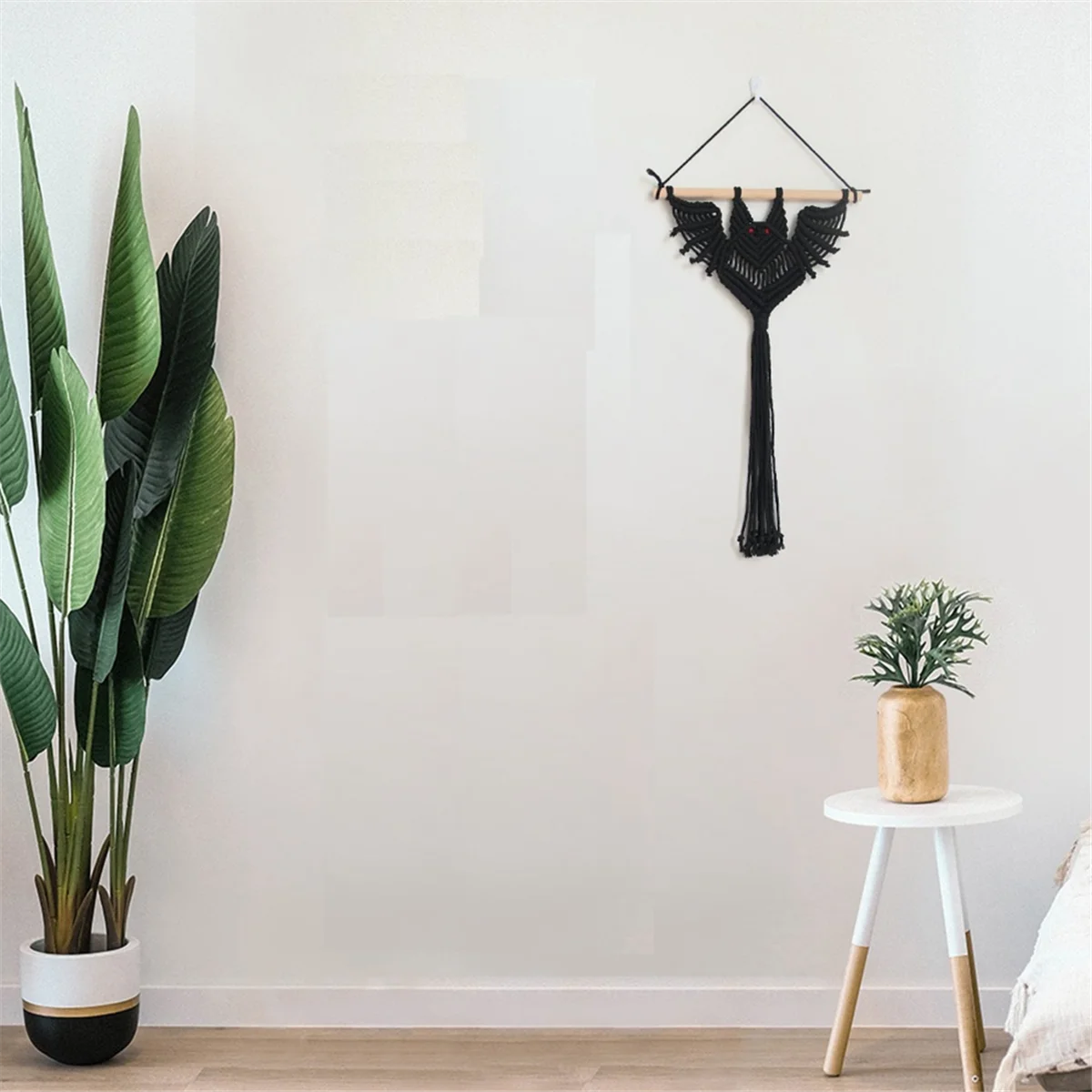 ABJY Halloween chauve-souris macramé tenture murale géométrique Art décor tissé à la main gothique ornement pour chambre noir