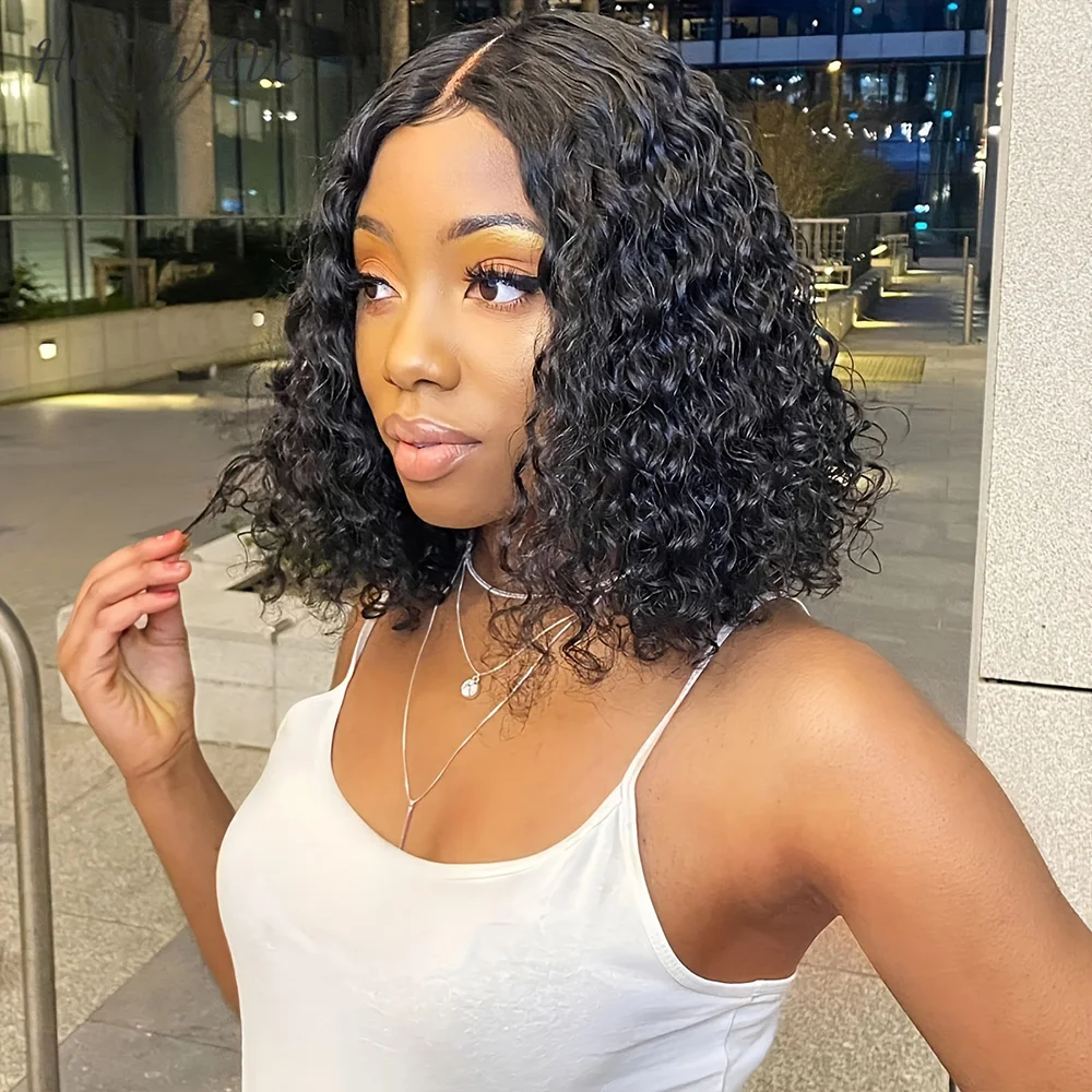 

Wear Go Glueless 4x4 Brazilian Lace Front Human Hair Wigs Short Water Wave Bob Wig For Women Remy 4x4 Closure Bob With Baby Hair