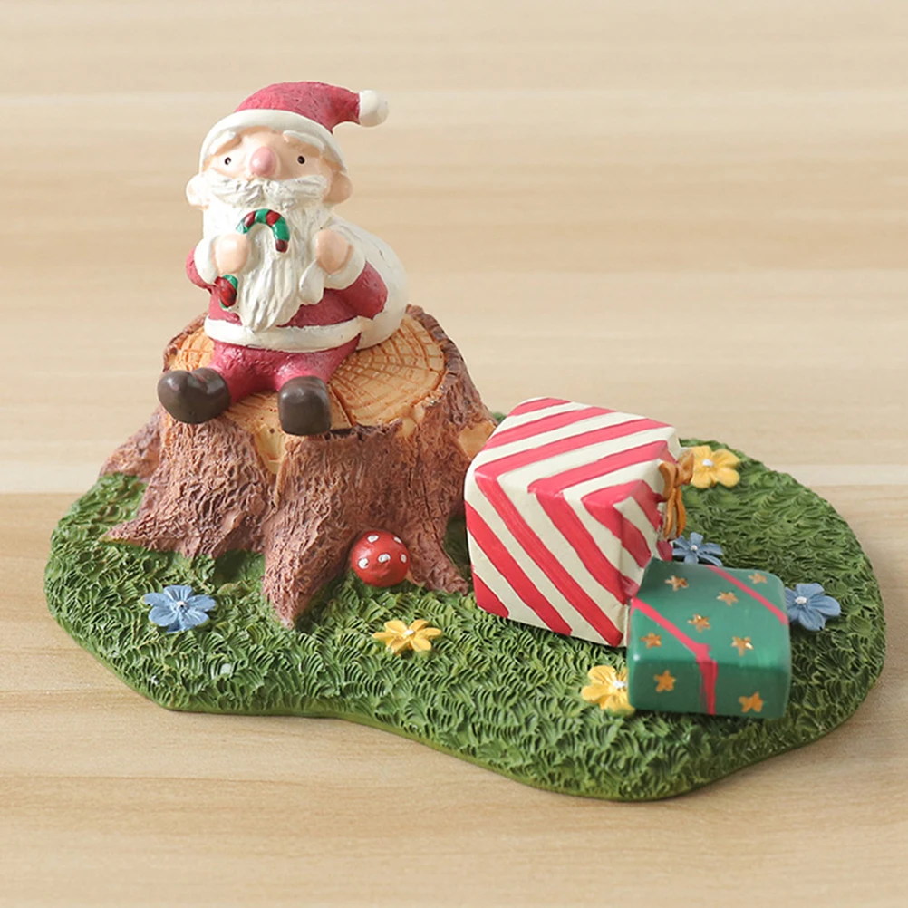

1pc Large Resin Tree Stump Ornament Eco-Friendly Desktop Decor Farmhouse Style For Office Home Café Lovely Gift Grass