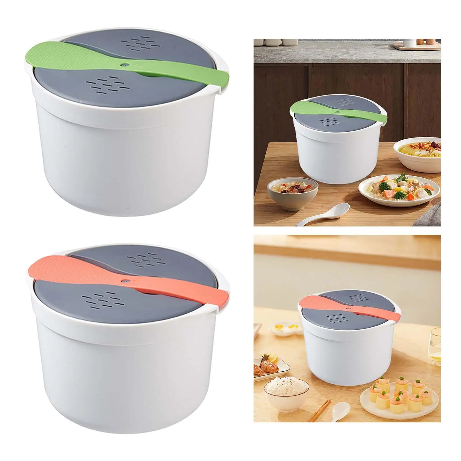 Microwave Rice Maker Nonstick Microwave Baking Heating Tools 2L Microwave Pasta Cooker for Quinoa Potato Ramen Veggies Pasta