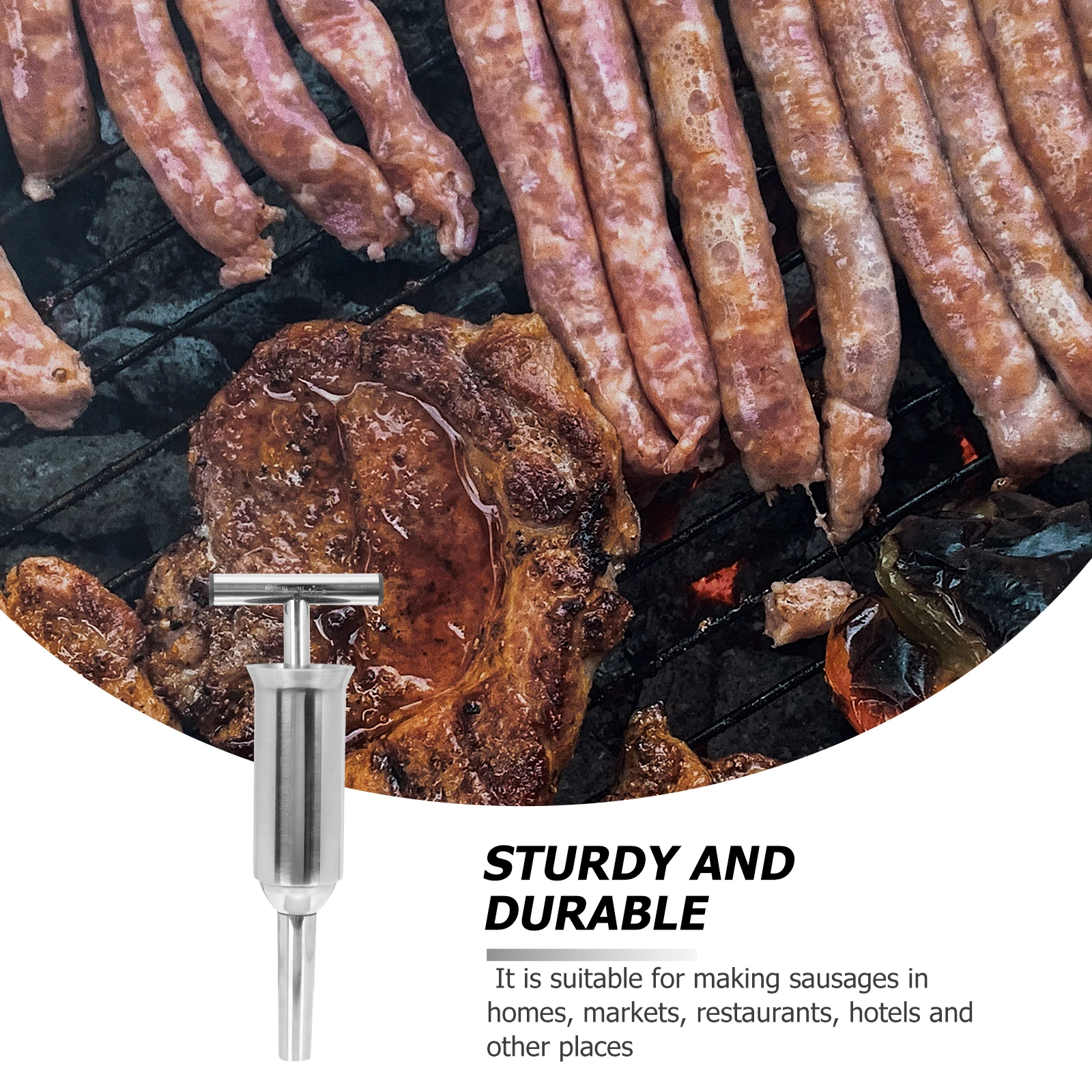 

1Pcs Manual Sausage Stuffer Stainless Steel Meat Filling Tool Sausage Making Supplies for Home Restaurant Hotel Use