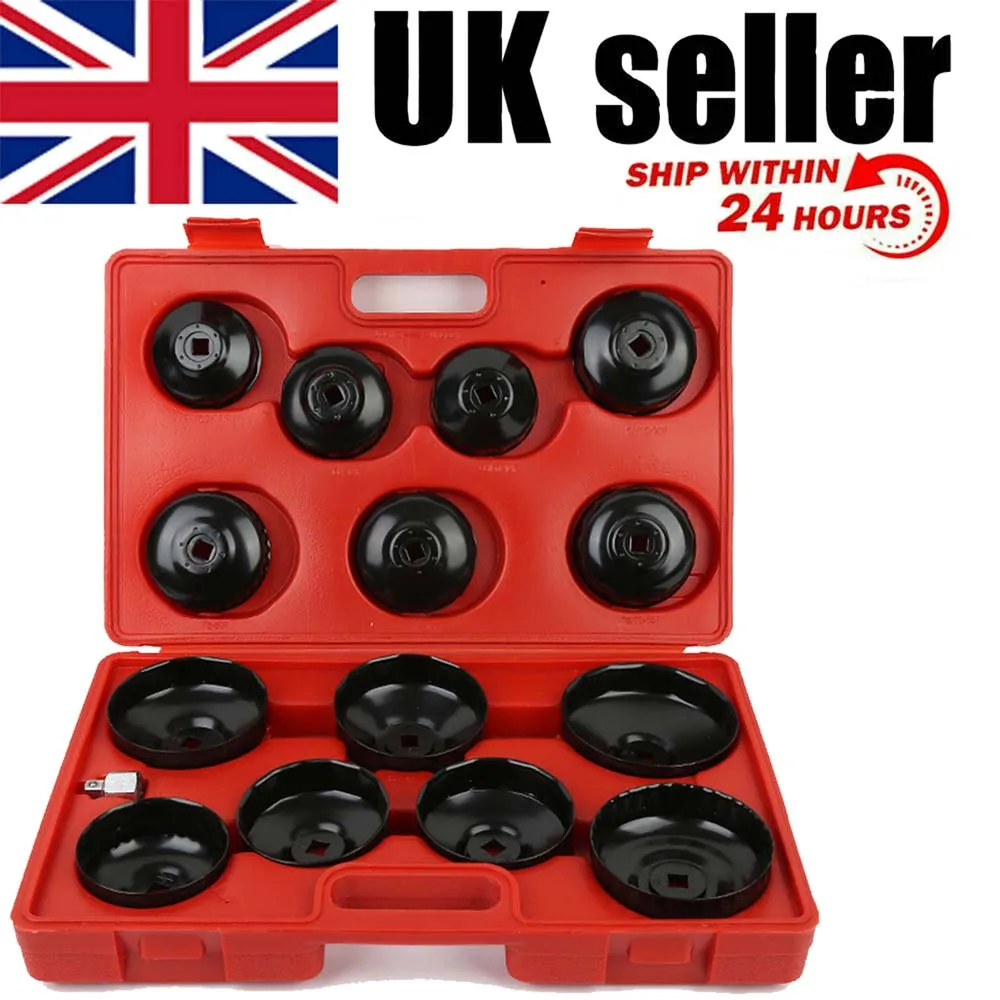 16Pcs Oil Filter Wrench Set Cup Type Removal Tool Socket Kit 1/2