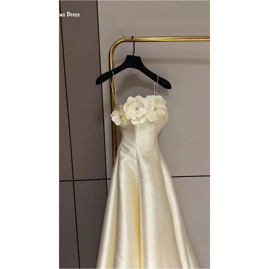 

Vows Line A Women's Prom Dress Luxury Evening Dress 2025 Satin Cloth Custom Made Sling Evening Dresses Woman Elegant Ball Gowns