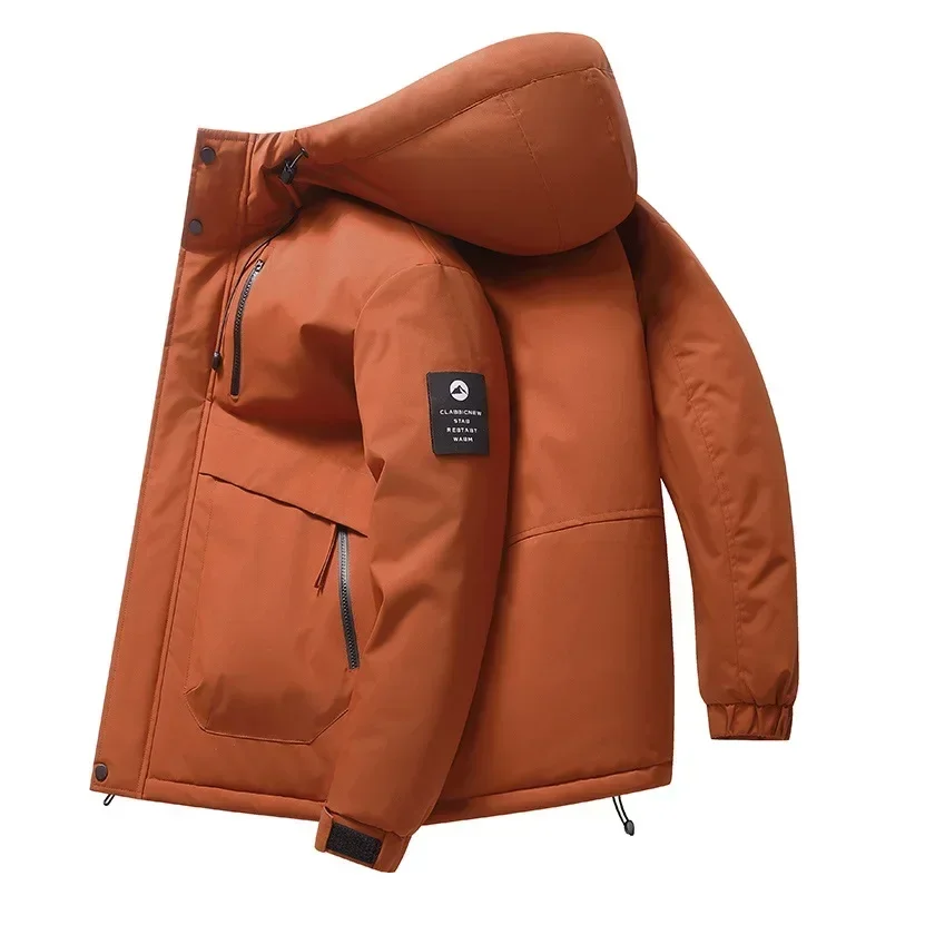 New Winter Jacket Men Warm Waterproof Hooded Zip-up Padded Windbreaker Thick Brand Designer Outdoor Windproof Oversize Coat Male