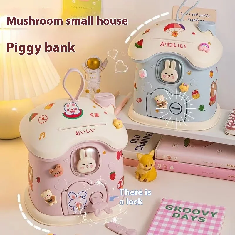 Cute Mushroom House Small House Savings Can Cartoon Savings Can Gift For Students  Children  And Girls