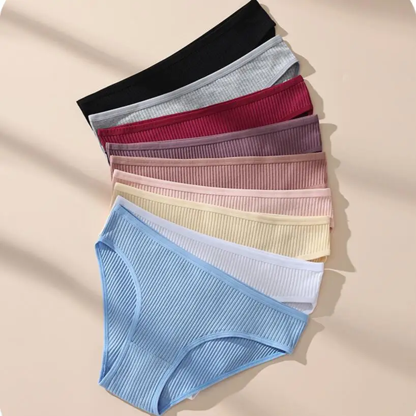 12pcs Women Cotton Briefs Panties Sport Thread Underwear For Girls Female Low Waist Seamless Panti Breathable Trendy Tanga  8315