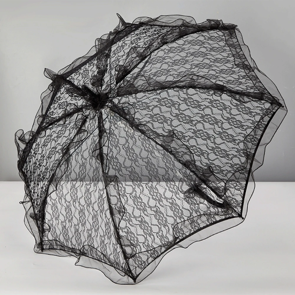 Lace Parasol Umbrella for Wedding, Bridal Photo Prop, Gothic Lolita Ruffle Umbrella, Decorative Umbrella for Bridesmaid Party image 3