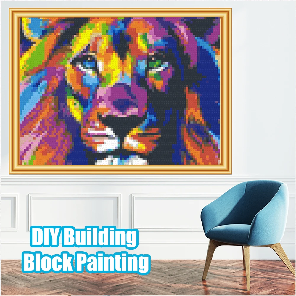 

DIY Lion Animals Mosaic Painting Pixel Art 5D 4800Pcs Photo Custom Building Block Private Design Scenery Wall Ideas Decoration