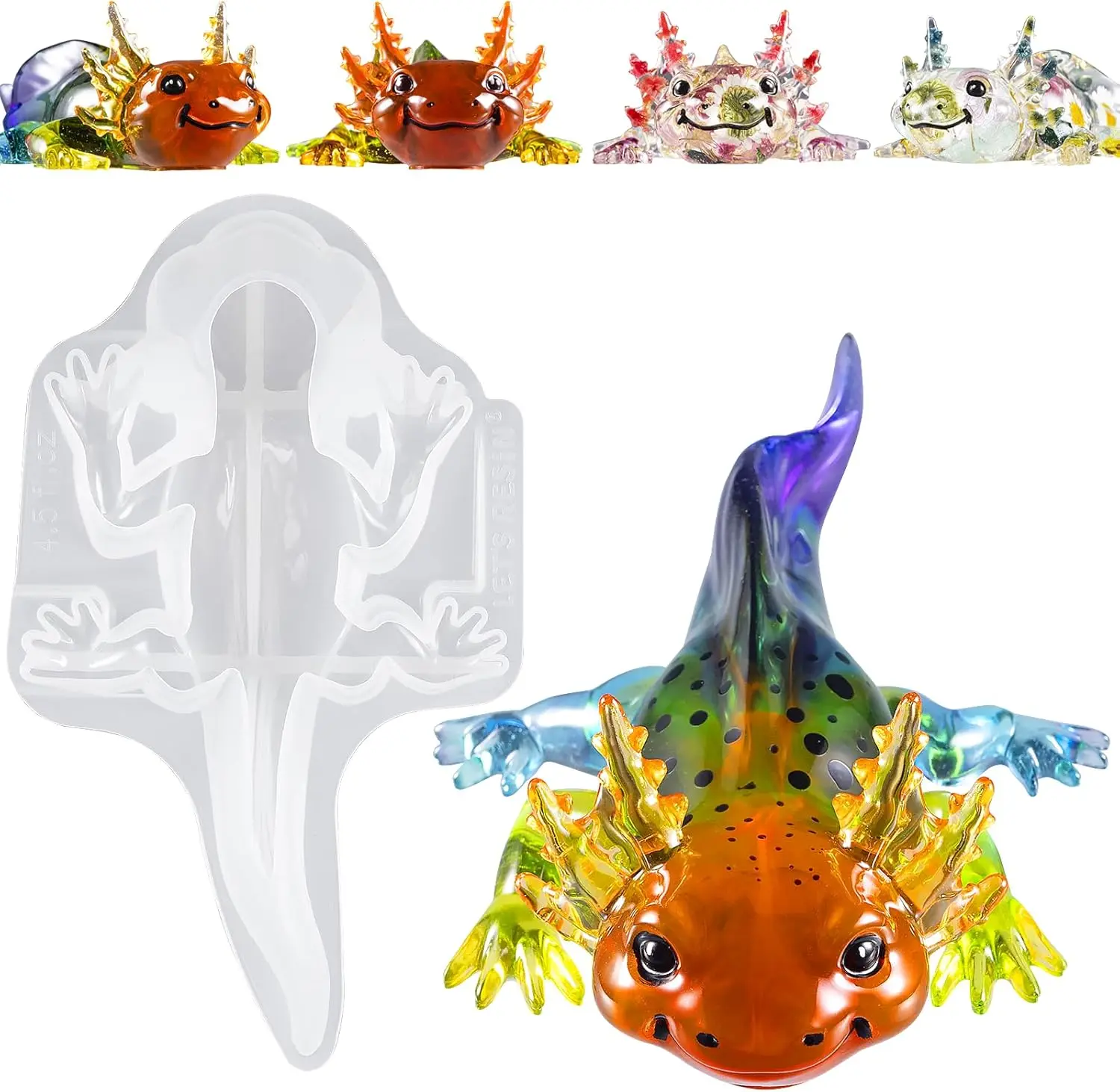 Large Axolotl Resin Molds Silicone, 3D Detailed Animal Silicone Molds, Flexible Effortless Demoldable Epoxy Resin Molds,