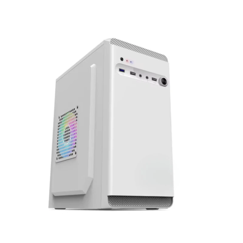 

Wholesale FAST DELIVERY White Mid Tower RGB Cooling Desktop Computer Case with Side Window USB Ports for Office Gaming Micro ATX