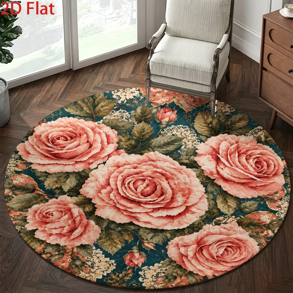 Multicolor Geometric Dot Teardrop Oval Rug Modern Abstract Shape Print Circular Carpet Soft Indoor Floor Mat for Living