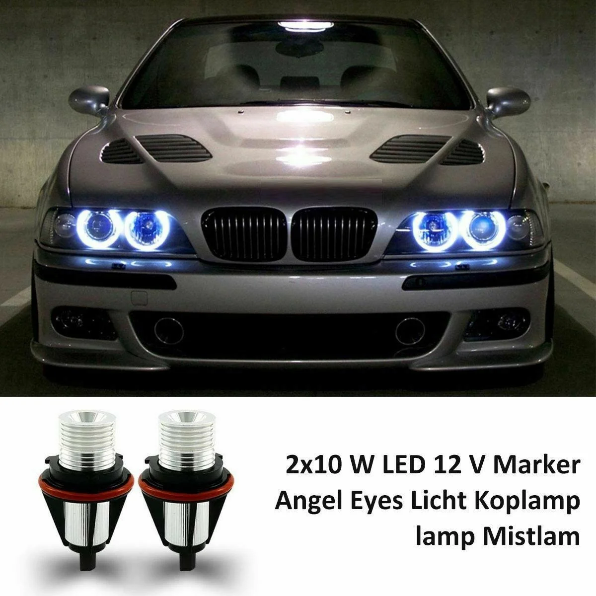 1Pair 8000K White LED Angel Eye Marker Halo Light Bulbs for E39 E53 E60 E63 E64 E66 E87 5 6 7 X3