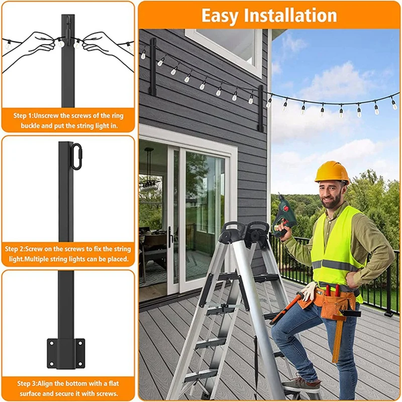 Confezione da 4 lampadari autoportanti palo da giardino lampada da fata supporto per asta di fissaggio indipendente regolabile facile da installare forniture per esterni
