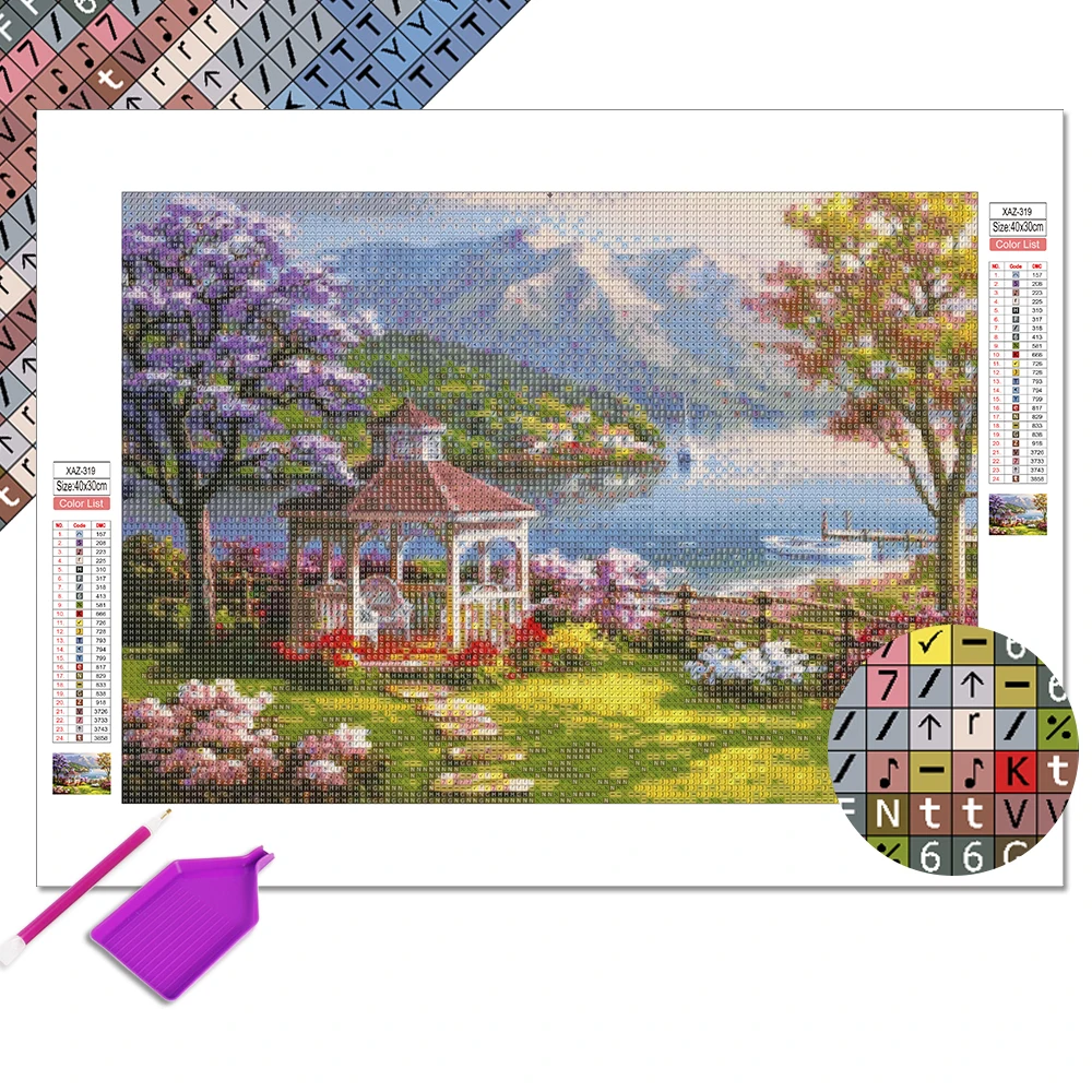 Momoart 5D Diamond Painting Garden Landscape Full Square Round Embroidery Mountain Picture Rhinestones Mosaic Lake Handmade Gift