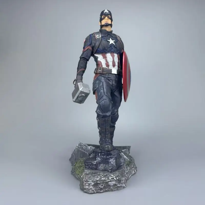 

New 40cm Marvel Captain America Double Headed Sculpture Can Replace Handmade Avengers 4 Movie Desktop Ornament Model Gift