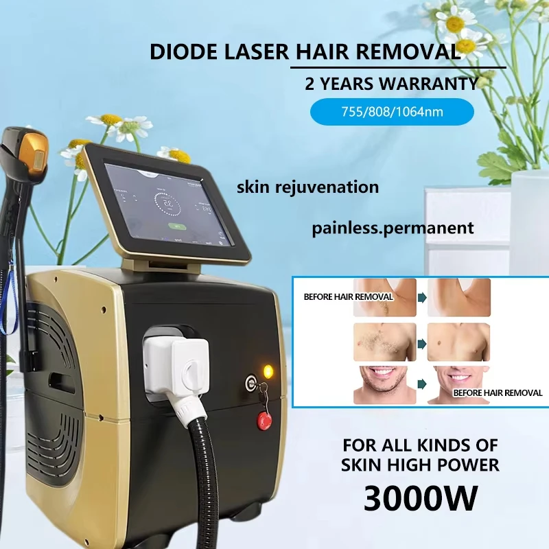 Ice Titanium Diode Laser Hair Removal Machine, Beauty Equipment, Hot Selling, 3000W, 808nm, 755nm, 1064nm, 2024