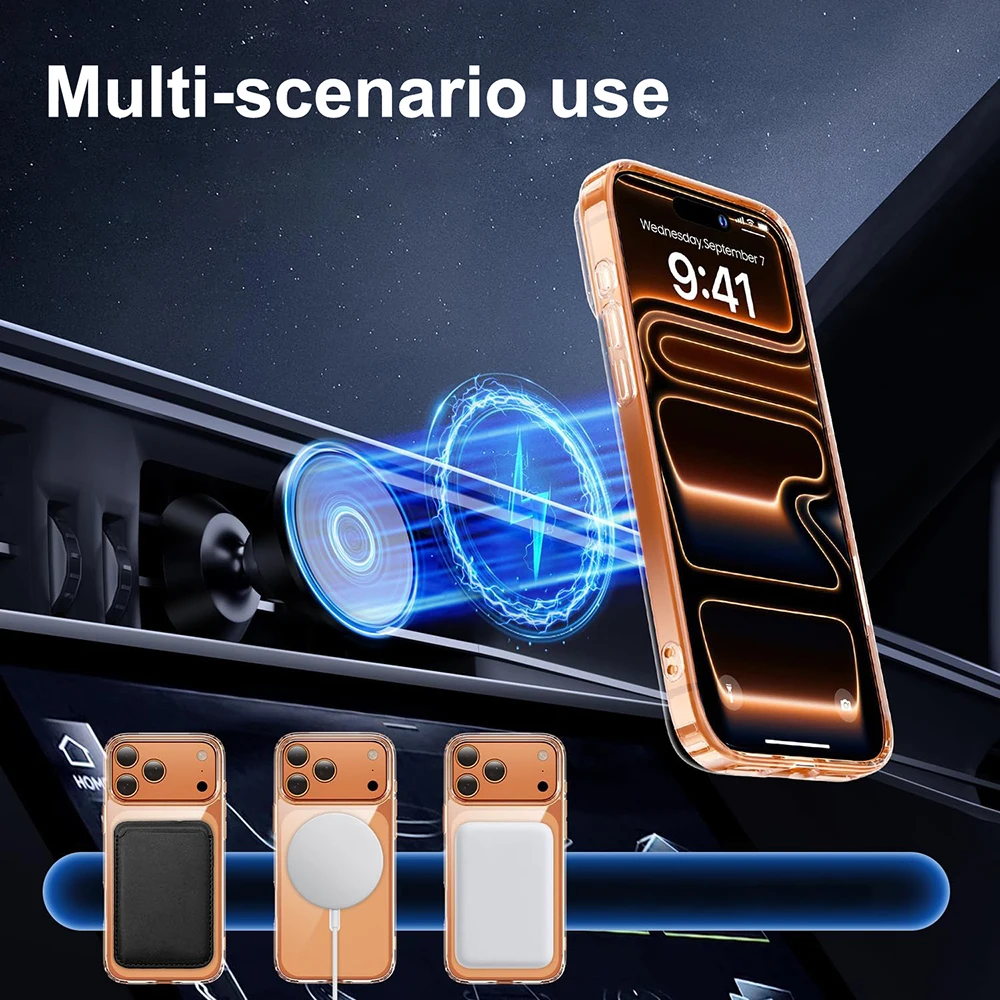 Magsafe-Handyhülle für iPhone 17 16 15 14 13 12 11 Pro Max mit magnetischer kabelloser Ladefunktion, Displayschutz und Kameraschutz – Detail 5