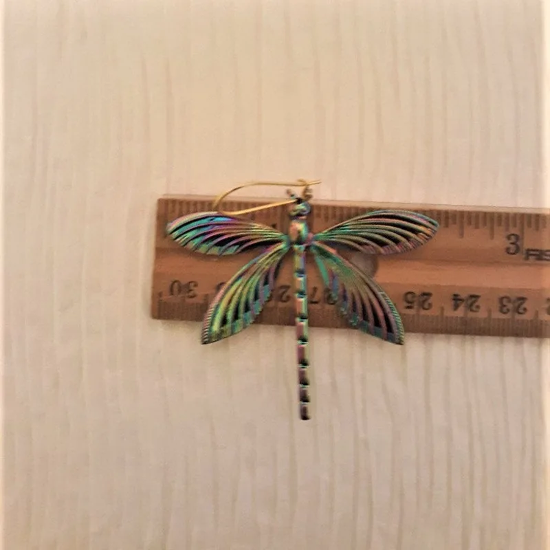 Vintage Geometrie Kleurrijke Metal Dragonfly Oorbellen Eenvoudige Haak Animal Dangle Oorbellen Voor Vrouwen Meisje Sieraden Accessoires Aretes