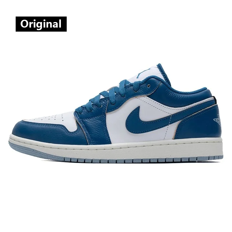 NIKE Air Jordan 1 Low AJ1 Blue and White Men's Low-top Retro Basketball Shoes Casual Sneakers FN5214-141