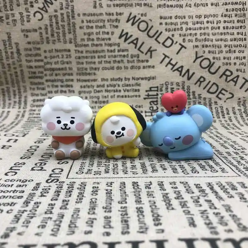 Аниме Kawaii BT21 Rj Koya клей кукла Дыми украшение автомобиля девушка спальня офис компьютерный экран милый мультяшный мини-орнамент подарок