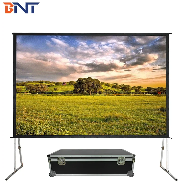 BNT High Gain 150 Inch Front and Rear Projection Fast Folding Screen with Stand BETFFS9-150