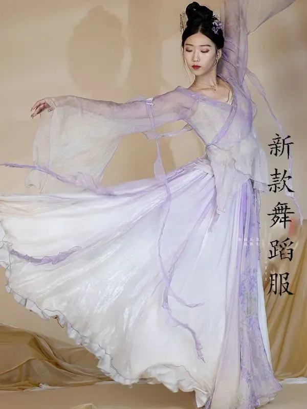 Chinese Style Folk Dance Classical Dancer Performance Costumes Elegant Cardigan Practice Clothes Body Rhyme Long Outer Gauze