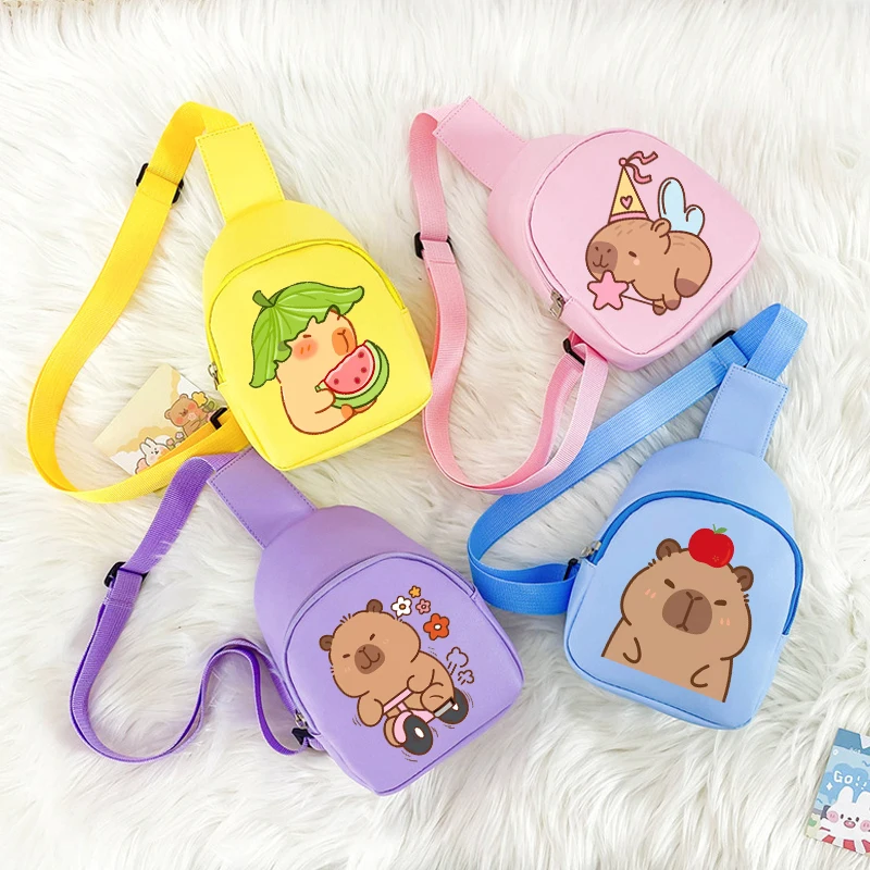 

Cartoon Capibara Chest Bag Kids Anime Capybara Crossbody Bags Girls Boys Outdoor Sport Shoulder Pouch Children Travel Purse Gift