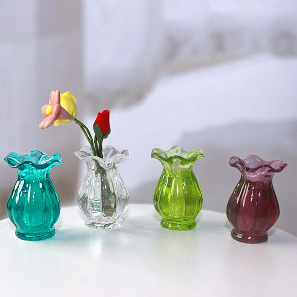 

5pcs Miniature Vase Set Mini House Decor Micro Landscape Ornament Resin Plastic Lightweight Countertop Home Desktop Accessories