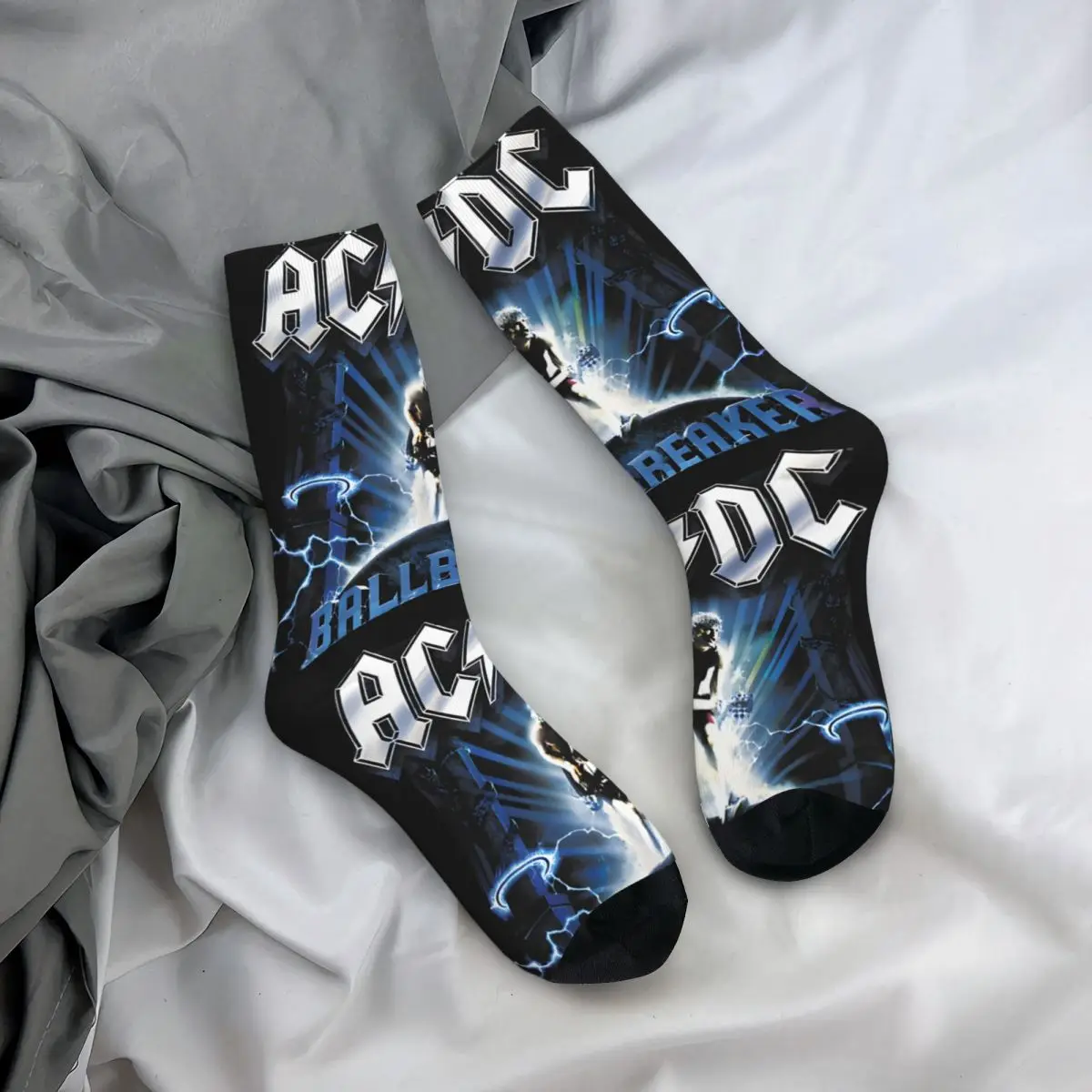 Funny Crazy Sock for Men Music And Rock Hip Hop Harajuku A-AC DC Happy Quality Pattern Printed Boys Crew compression Sock Casual