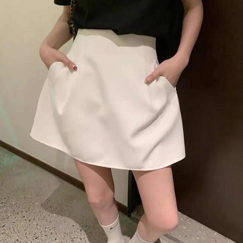 

Skirt female summer 2024 new plus size loose retro high waist slim white umbrella skirt bud. black skirt