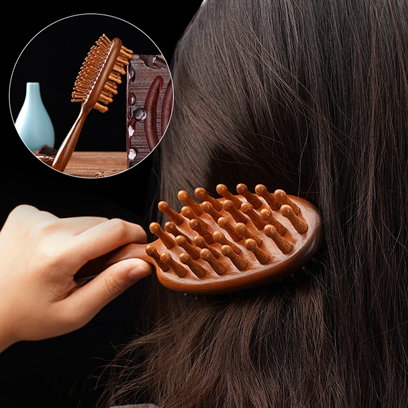 Air Cushion Comb Scalp Therapy Massage Comb Scalp Head Caring Natural Sandalwood Double-sided Scraping Body Beautify Massager