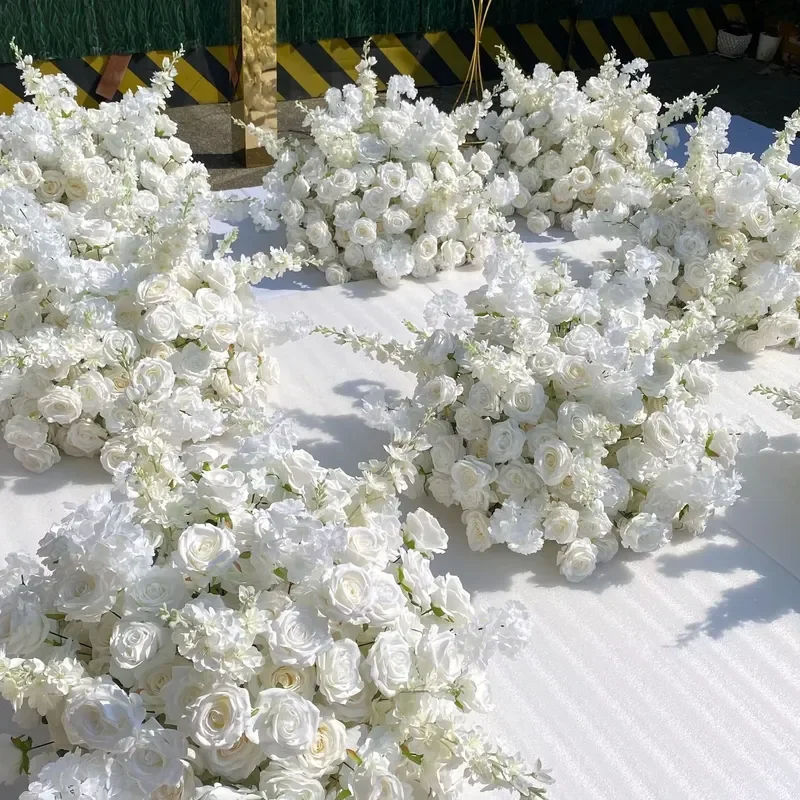 Artificial White Rose Floral Arrangement Wedding Centerpiece Flower Garland for Ceremony Arch Backdrop Event Decor