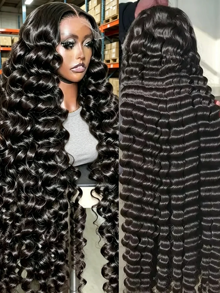 40 Zoll Loose Deep Wave 13x6 HD Lace Frontal Echthaarperücke 100% unbehandeltes brasilianisches 13x4 360 Curly Water Wavy Full Lace Front Perücken 250% Dichte für Frauen vorgezupft