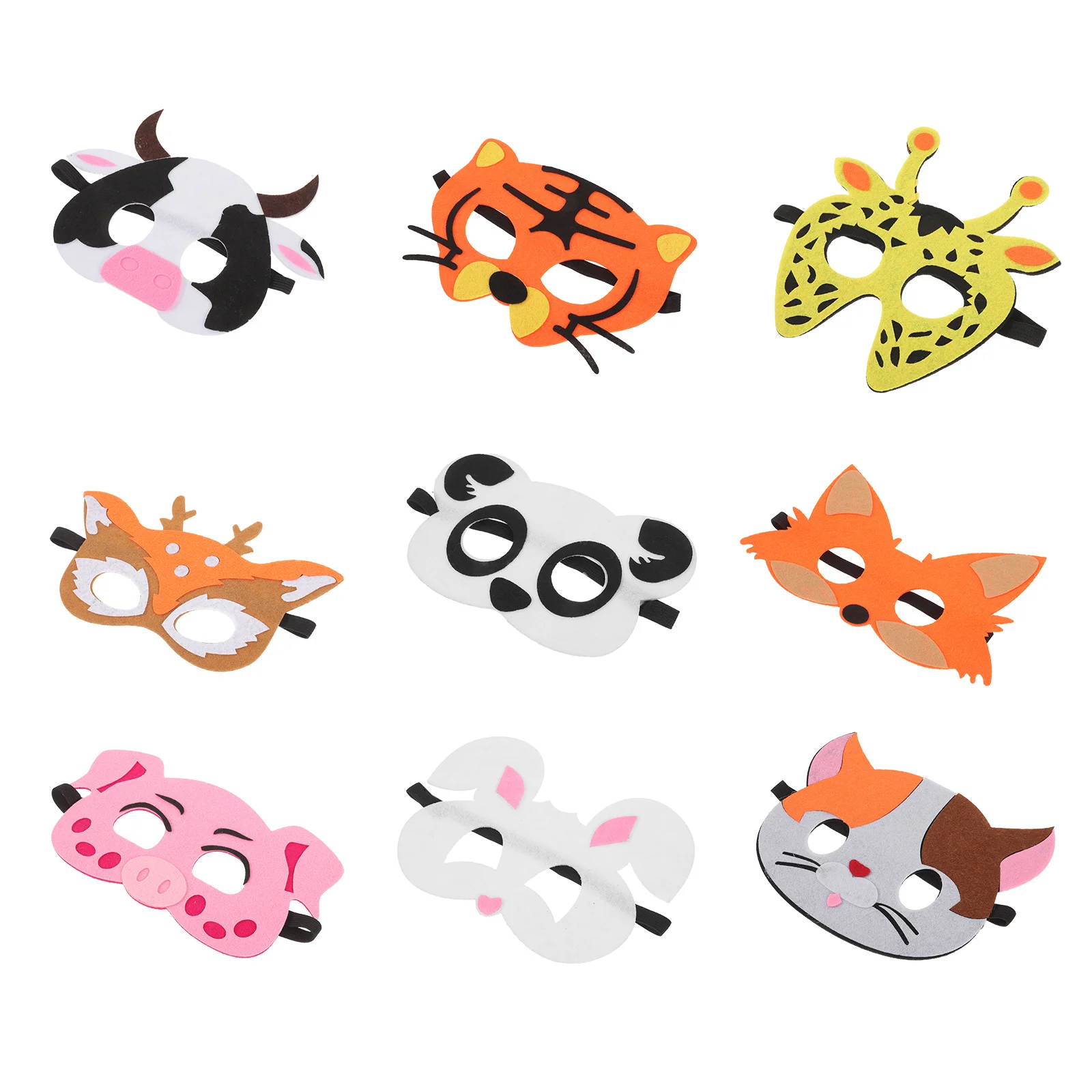 18 قطعة من أقنعة الحيوانات اللباد للأطفال، فستان جميل للحفلات، قناع الهالوين كرنفال كوسبلاي، مجموعة إكسسوارات رائعة