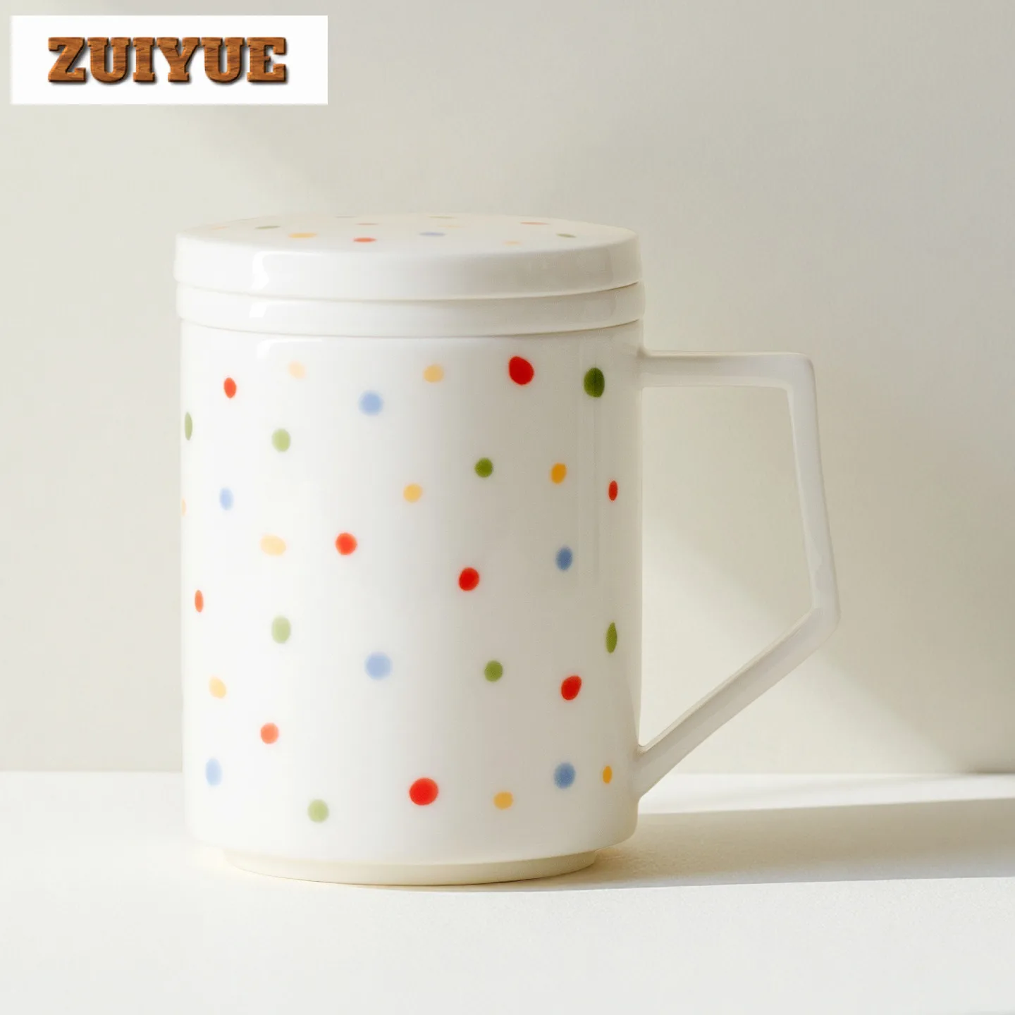 

500 мл ручная роспись фильтр в горошек, чашка-сепаратор для чая, бутиковая чайная кружка с заварочным устройством, чайная машина, офисная чашка для воды, чайная посуда, ремесло