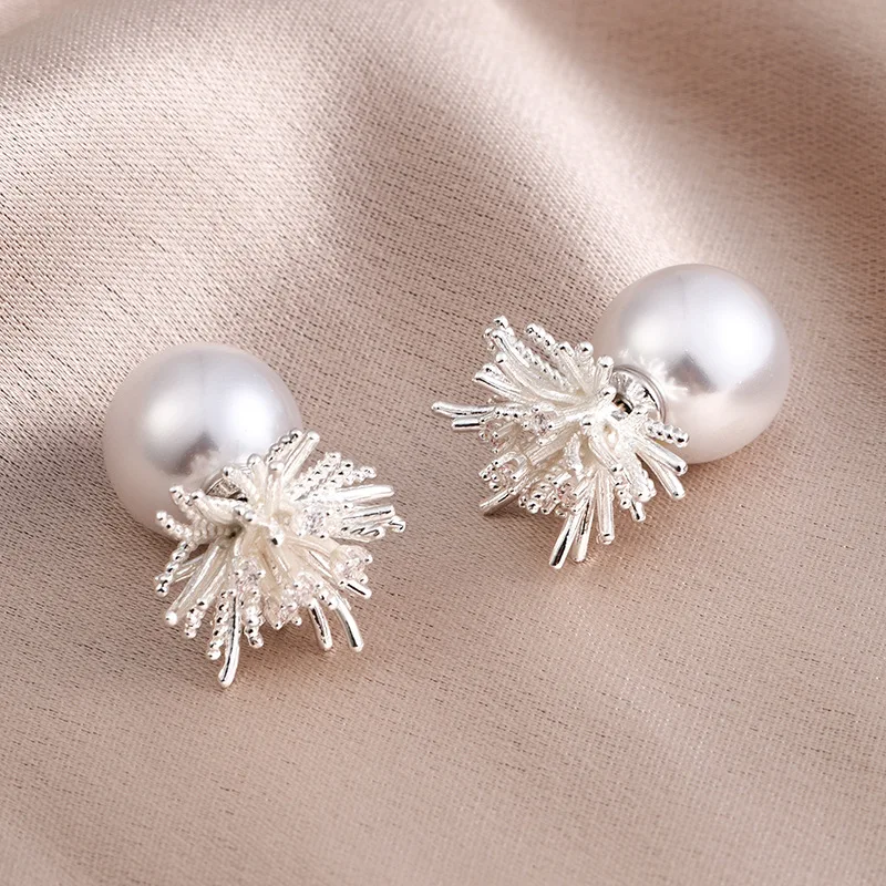 Exquisite AAAA 9-10mm Natural South Sea White Earrings Pearl Earrings 925 Silver
