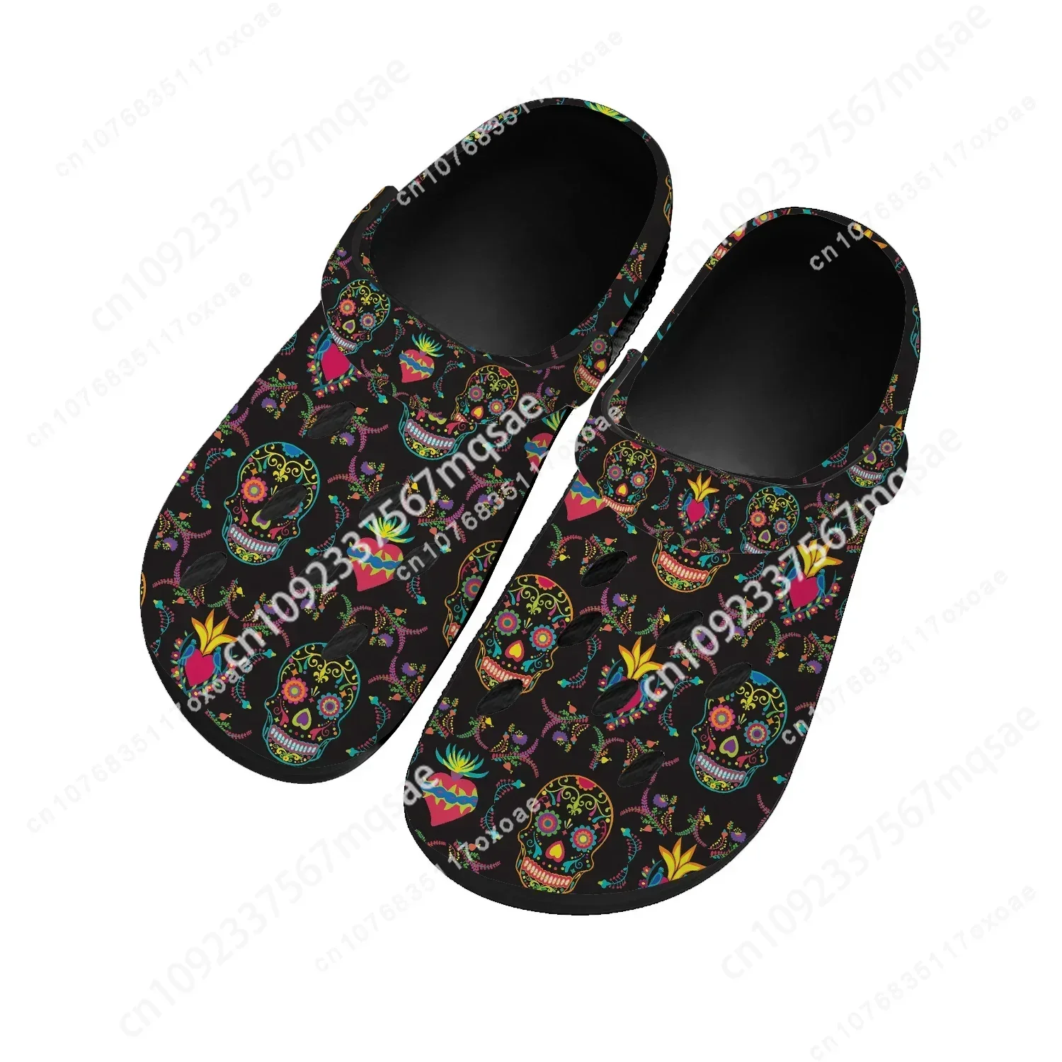 Retro Sugar Skull Floral Printed Home Clog Mens Women Youth Boy Girl Sandals Shoes Garden Custom Made Shoe Beach Hole Slippers