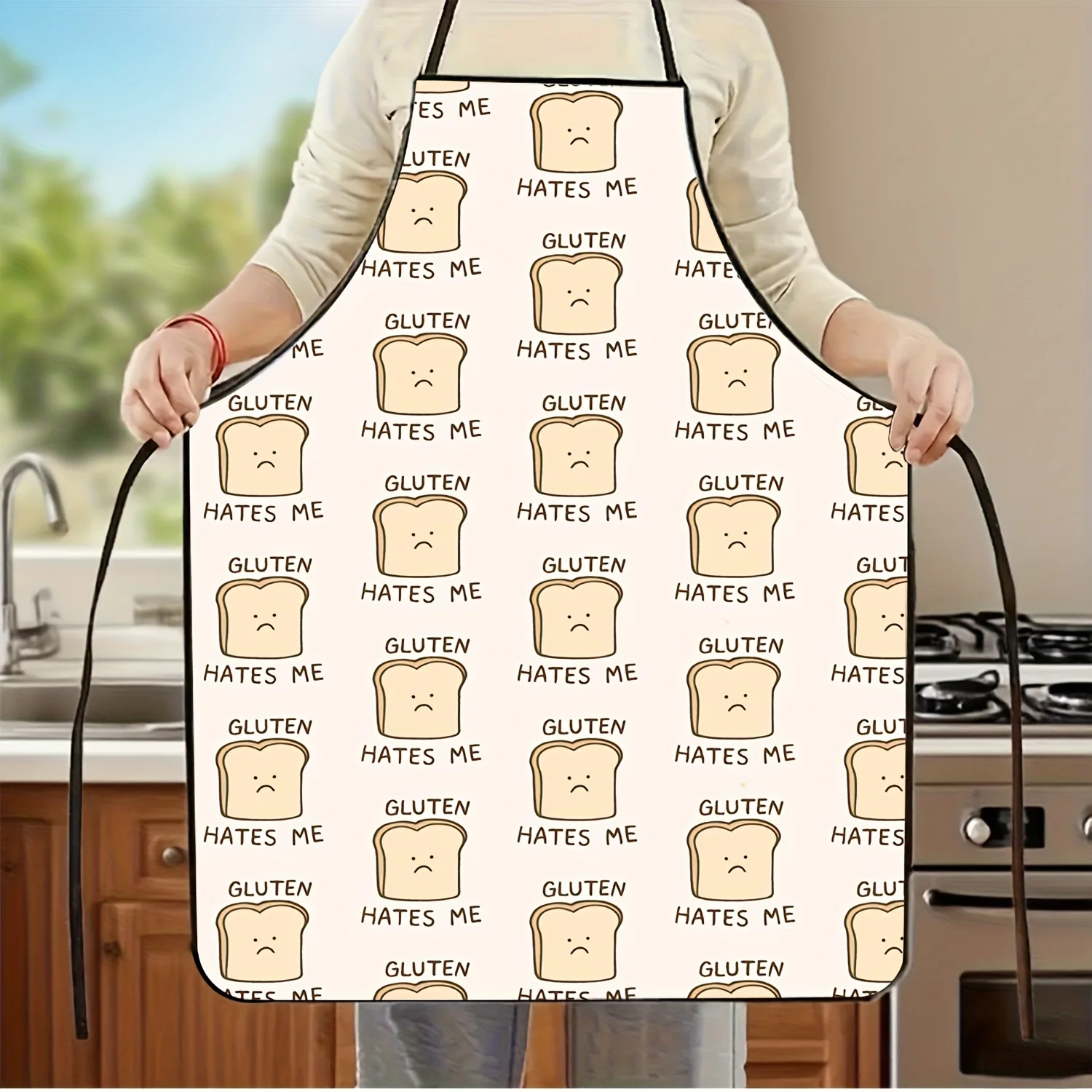 One Humorous Gluten-Free Chef Apron Featuring An Adorable Gluten And Wheat Design Aprons
