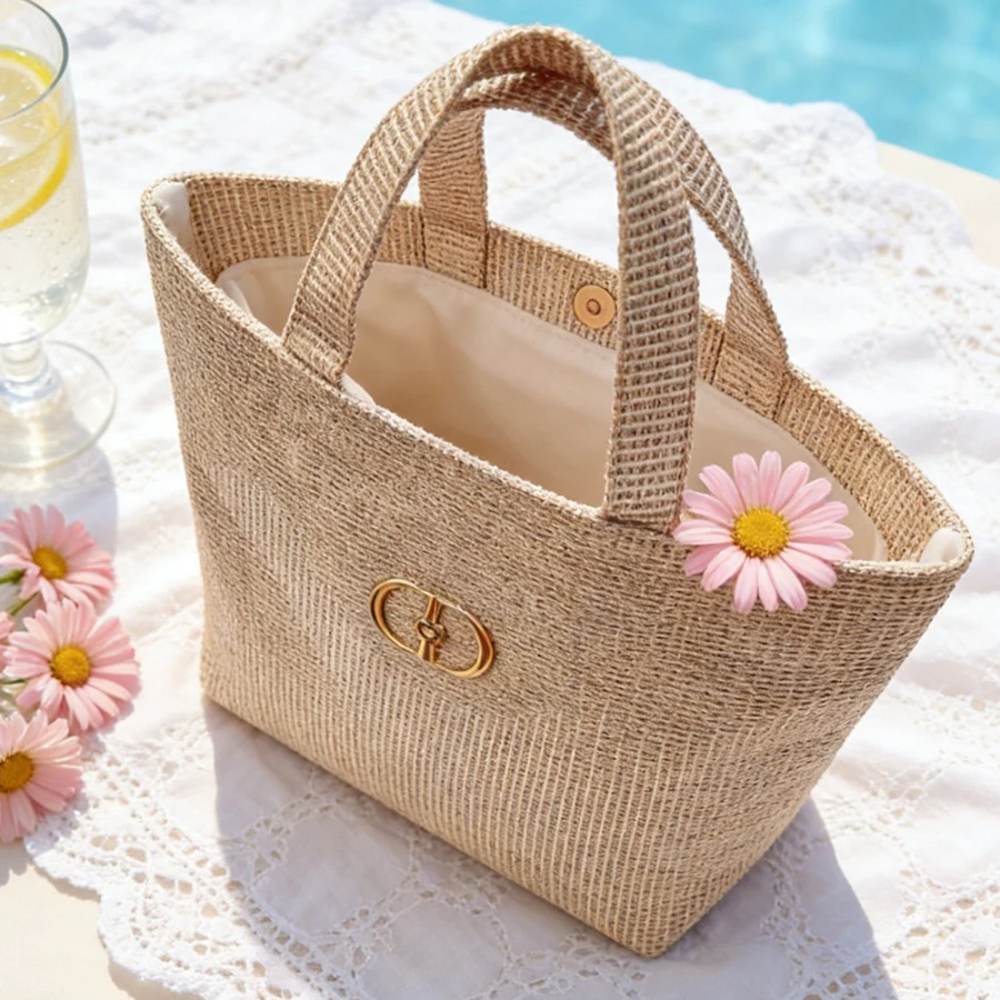 Dior’s bag Elegant Golden Sparkle Woven Makeup Bag CD Metal Logo Star Zipper Pull Fashion Travel Wash Pouch Ideal Gift For Women - view 3