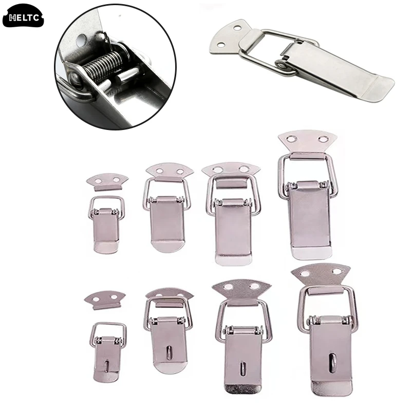 1pcs Latches Loaded Draw Toggle Clamp Hasps Latch Catch Duck-mouth Buckle Hook Wooden Box Hasps Clamp Metal Spring Catch Clasp