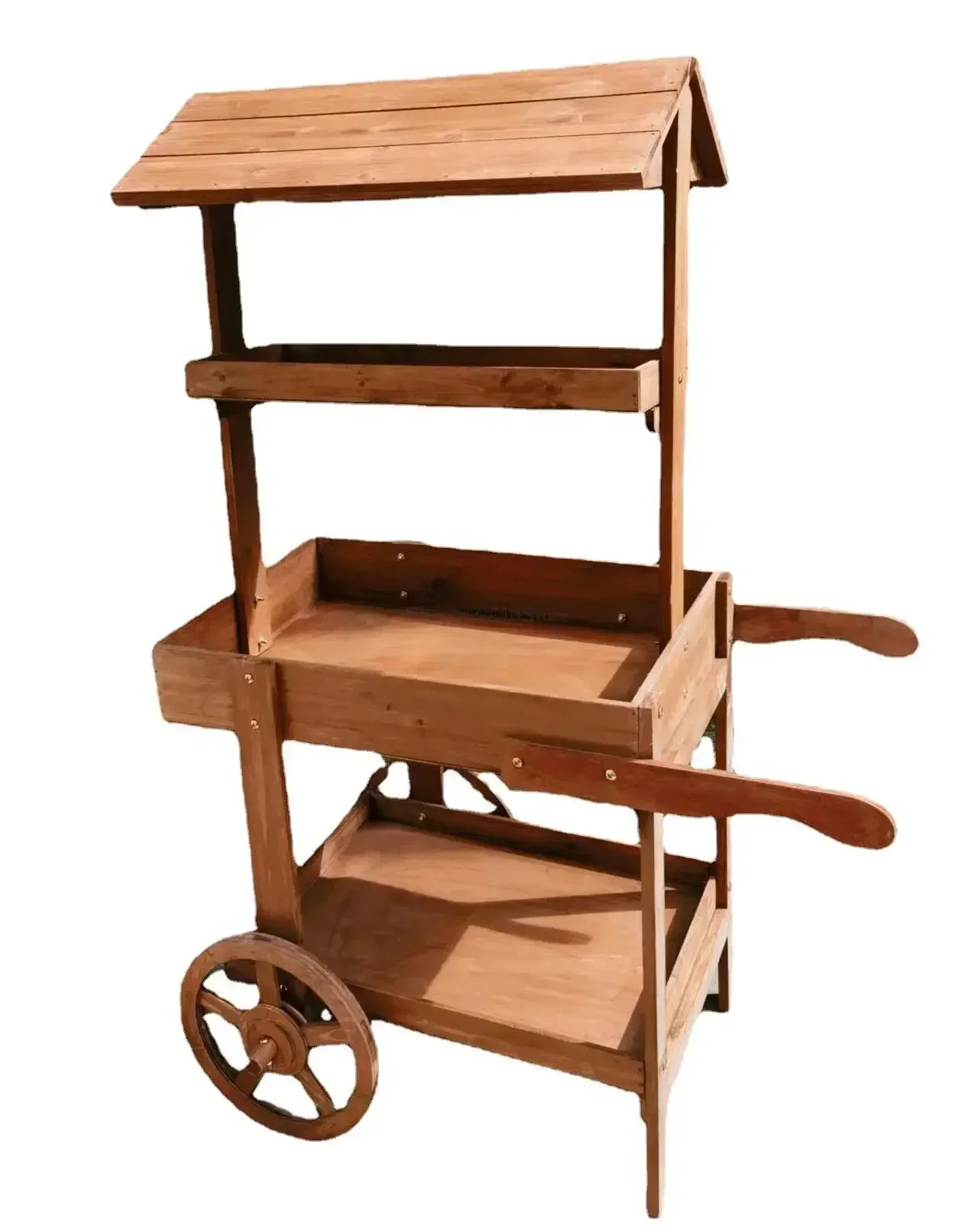 

Pastoral Flower Rack Solid Wood Cart Storage Rack Balcony Storage Rack Shopping Mall Creative Promotion Car Outdoor Decoration