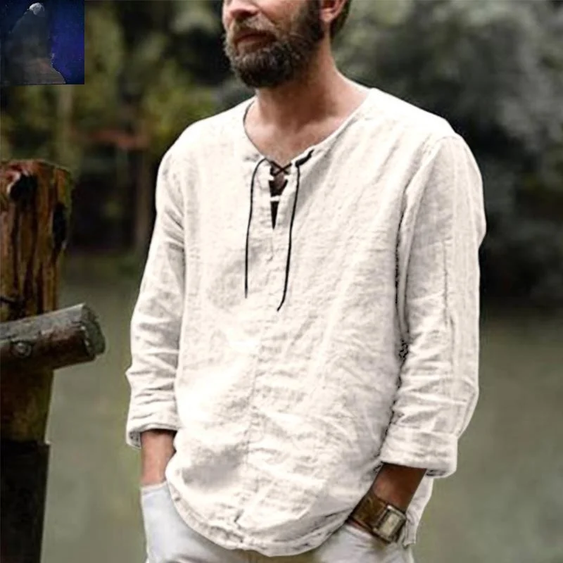 Men's Summer Thin Long Sleeve T-shirt Drawstring Loose Fit Big Size Casual Wear Polyester Fiber All Seasons  Color