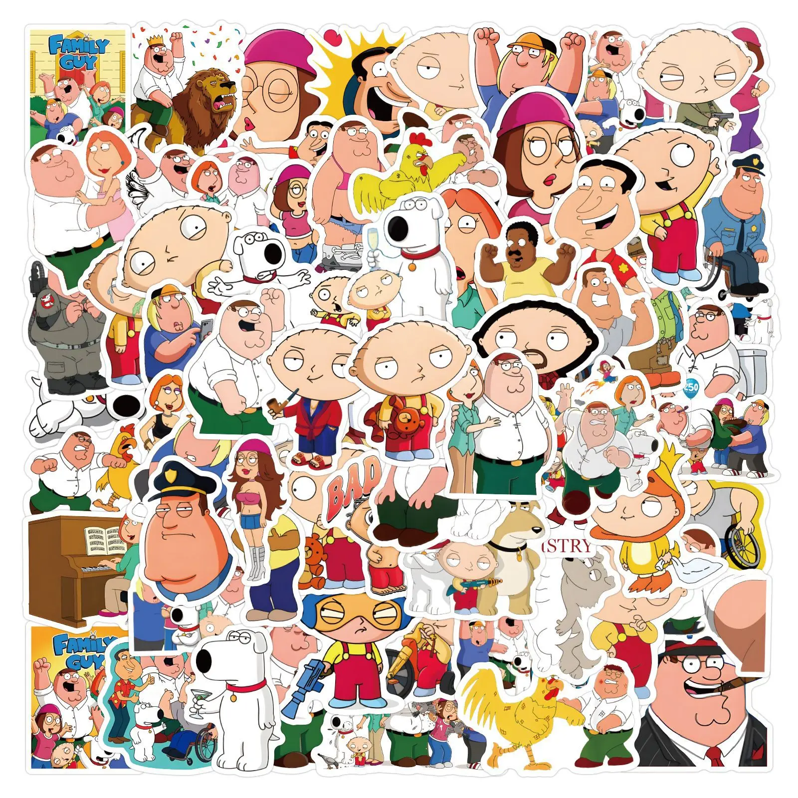 10/55/110PCS  Family Guy Sticker Cartoon Graffiti Decoration Motorcycle Skateboard Luggage Guitar Water Cup Waterproof Decal