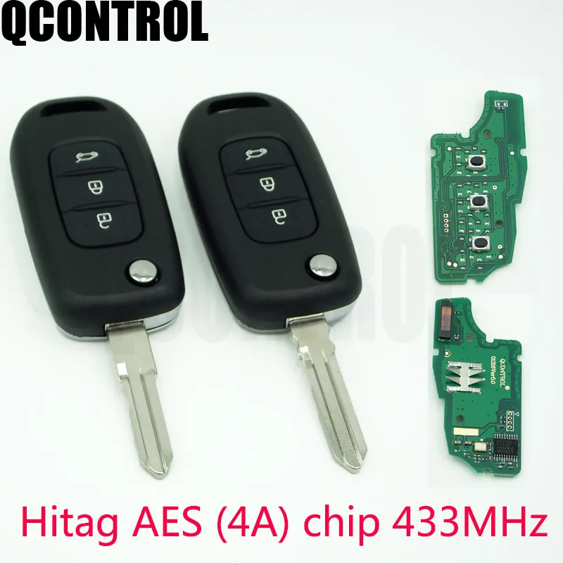 

QCONTROL 433 MHz 3 ButtonsFlip Remote Key for Renault Megane 4 Captur Kadjar Symbol with Hitag AES 4A chip